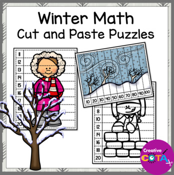 Preview of Occupational Therapy or Math Center Cutting Skills Winter Number Order Puzzles