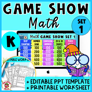 Preview of Winter Kindergarten Math Game Show - PPT Game + Printable Worksheet SET 1