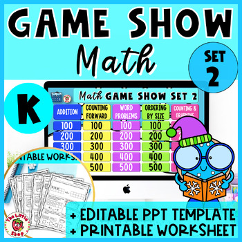 Preview of Winter Kindergarten Math Game Show - PPT Game + Printable Worksheet SET 2