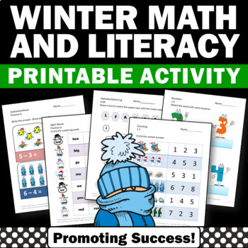 Preview of Kindergarten Winter Break Packet Morning Work Math ELA Activities Early Finisher