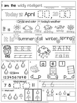 Morning Work Bundle for Spring: Kindergarten (MARCH APRIL MAY)