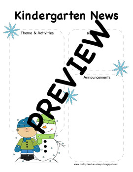 Preview of Winter Kindergarten Newsletter Template