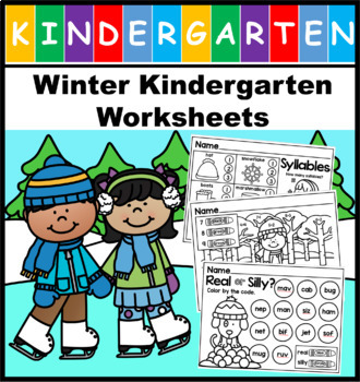 Preview of Winter Kindergarten Worksheets - Math and Language Arts