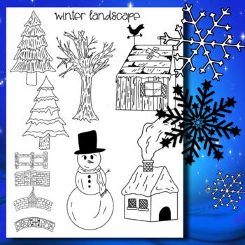 Winter Landscape Drawing Prompts By Designs By Um Tpt
