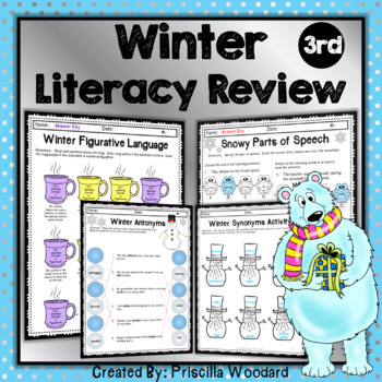 Preview of Winter Language 3rd Grade: Synonyms, Antonyms, Figurative Language