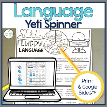 Winter Language Activities Speech Therapy Yeti Printable + Google ...
