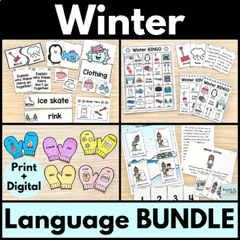 Preview of Winter Language Therapy Bundle with Vocabulary, Synonyms & Antonyms, Sequencing
