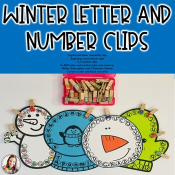 Preview of Winter Letter and Number Clips-Winter-Fine Motor
