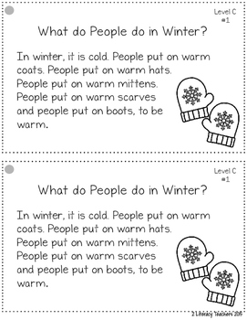 Winter! Leveled Quick Read Cards and Response Activities by 2 Literacy ...