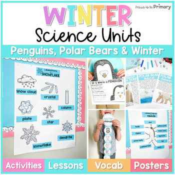 Preview of Winter Life Science Units - Polar Bears, Penguins Worksheets Activities & Crafts