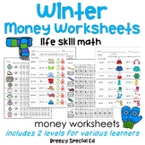 Winter Life Skill Money Math + Budget Worksheets for Special Ed