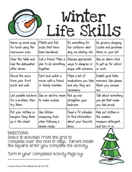 winter life skills activities for home by small class big world tpt