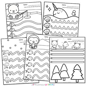 Winter Prewriting Practice - Free Fine Motor Coloring and Tracing