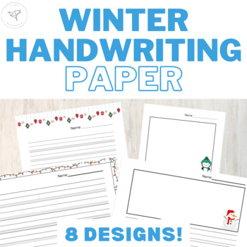 Preview of Winter Lined Handwriting Paper for Kindergarten and Grade 1