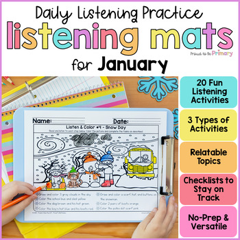Preview of Winter Listening & Following Directions Activities - January Read Listen & Draw