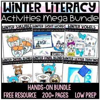 Preview of Winter Literacy Center Activities Bundle