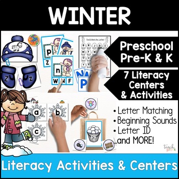 Preview of Winter Literacy Activities for Preschool & PreK - January Literacy Centers