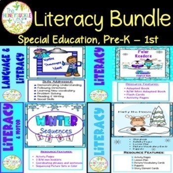 Preview of Adapted Winter Bundle for Autism with Flashcards, Game, Booklet, Lesson Plans