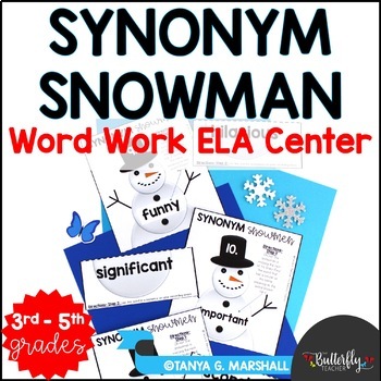 Preview of Winter Literacy Center | Synonym Snowman Word Work Activity