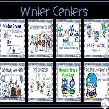 Preview of Winter Literacy Centers Bundle