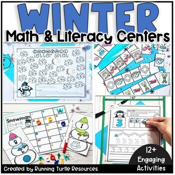Preview of Winter Literacy Centers & Winter Math Activities BUNDLE l Preschool Kindergarten