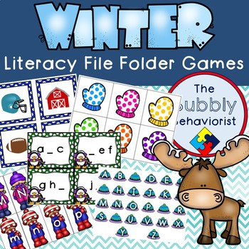 Preview of Winter Literacy File Folder Games