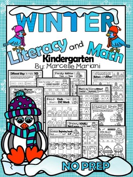 Preview of Phonics & Math worksheets for kindergarten (winter theme)