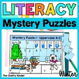 Winter Literacy Puzzles - Kindergarten Mystery Picture Puzzles