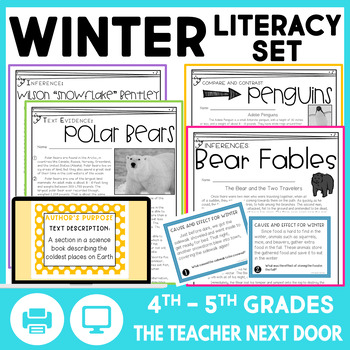Preview of Winter Literacy Set - Winter Reading Comprehension Activities 4th - 5th Grades