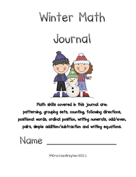 Preview of Winter Literacy-based Math Journal Add, Subtract, Patterning & More!