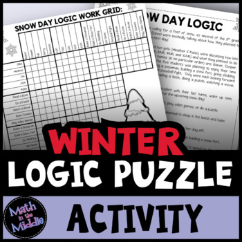 Preview of Winter Logic Puzzle for Middle School - Winter Math Activity