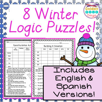 Preview of Winter Logic Puzzles Enrichment Activities Fast Finishers Incl Spanish Version!