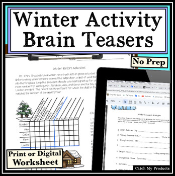 Preview of Winter Logic Puzzles and Brain Teaser Activities in Print or Digital Worksheets