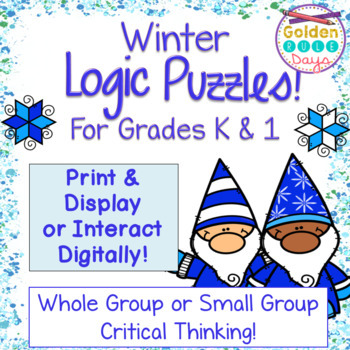 Preview of Winter Logic Puzzles Enrichment Activities Kindergarten 1st Grade