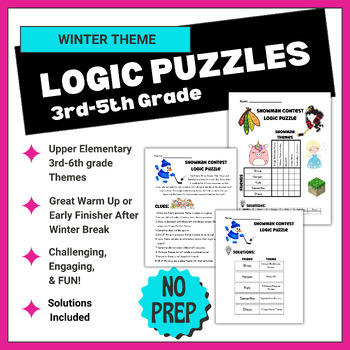 Preview of Winter Logic Puzzles for Upper Elementary & Middle School, GATE