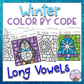 Preview of Winter Long Vowel Sounds Color By Code