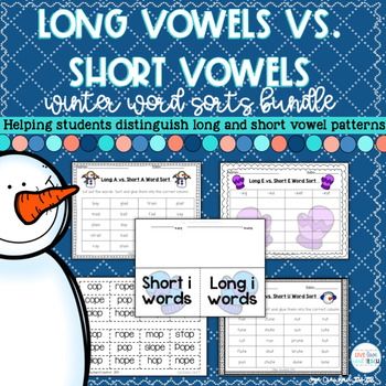 Preview of Winter Long Vowels Vs. Short Vowels Bundle 