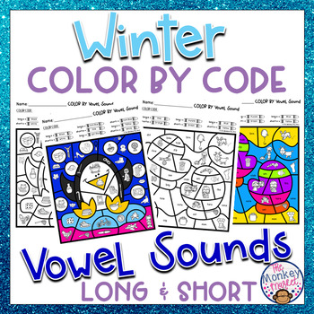 Preview of Winter Long and Short Vowel Sounds Color By Code