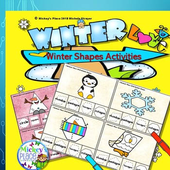 Preview of Winter Love:  Winter Shapes Clip Card Game Cards Free for K-1