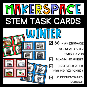 Preview of Winter January STEM Makerspace Task Card Activities STEM Challenge