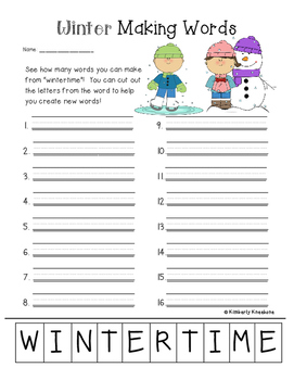 Freebie: Winter Making Words Activity | TPT