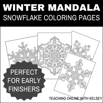 Preview of Winter Mandala Snowflake Coloring Sheets