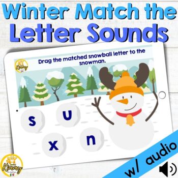 Preview of Winter Match the Letter Sounds Auditory Processing Boom Cards