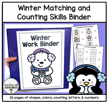 Preview of Winter Matching and Counting Work Binder (Colors, Shapes, Numbers, Letters)