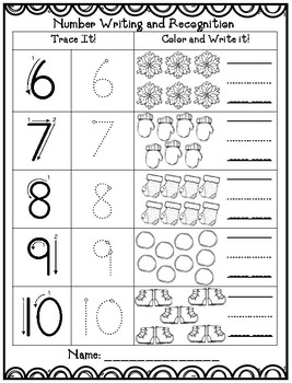 winter math 1 10 writing worksheet by preschoolers and sunshine