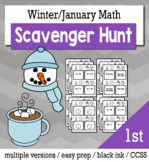 Winter Math 1st Grade Scavenger Hunt Game Bundle