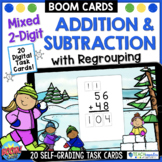 Winter Math - 2 Digit MIXED Addition & Subtraction with Re