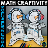 Winter Math 2 Digit Subtraction Craft | Snowman with and w