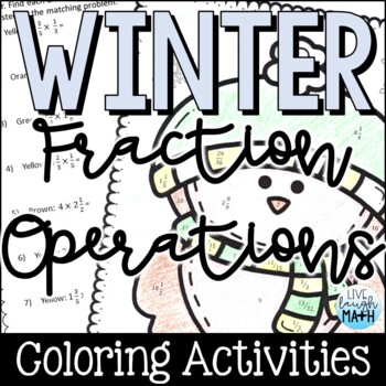 Preview of Winter Math Coloring: Fraction Operations Activities