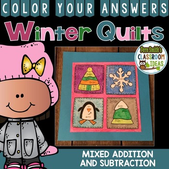 Preview of Winter Color By Number Addition and Subtraction Dollar Deal